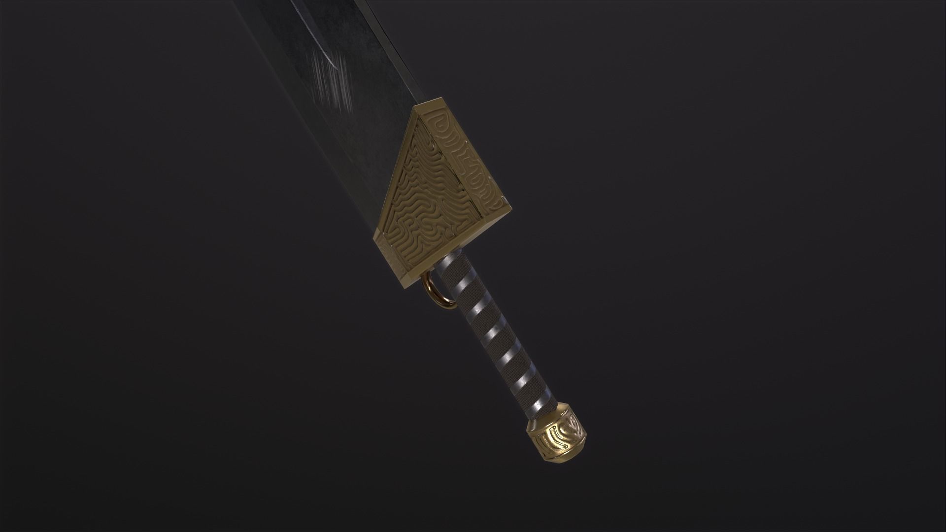 Fantasy Broadsword PBR Low-poly 3D model_15