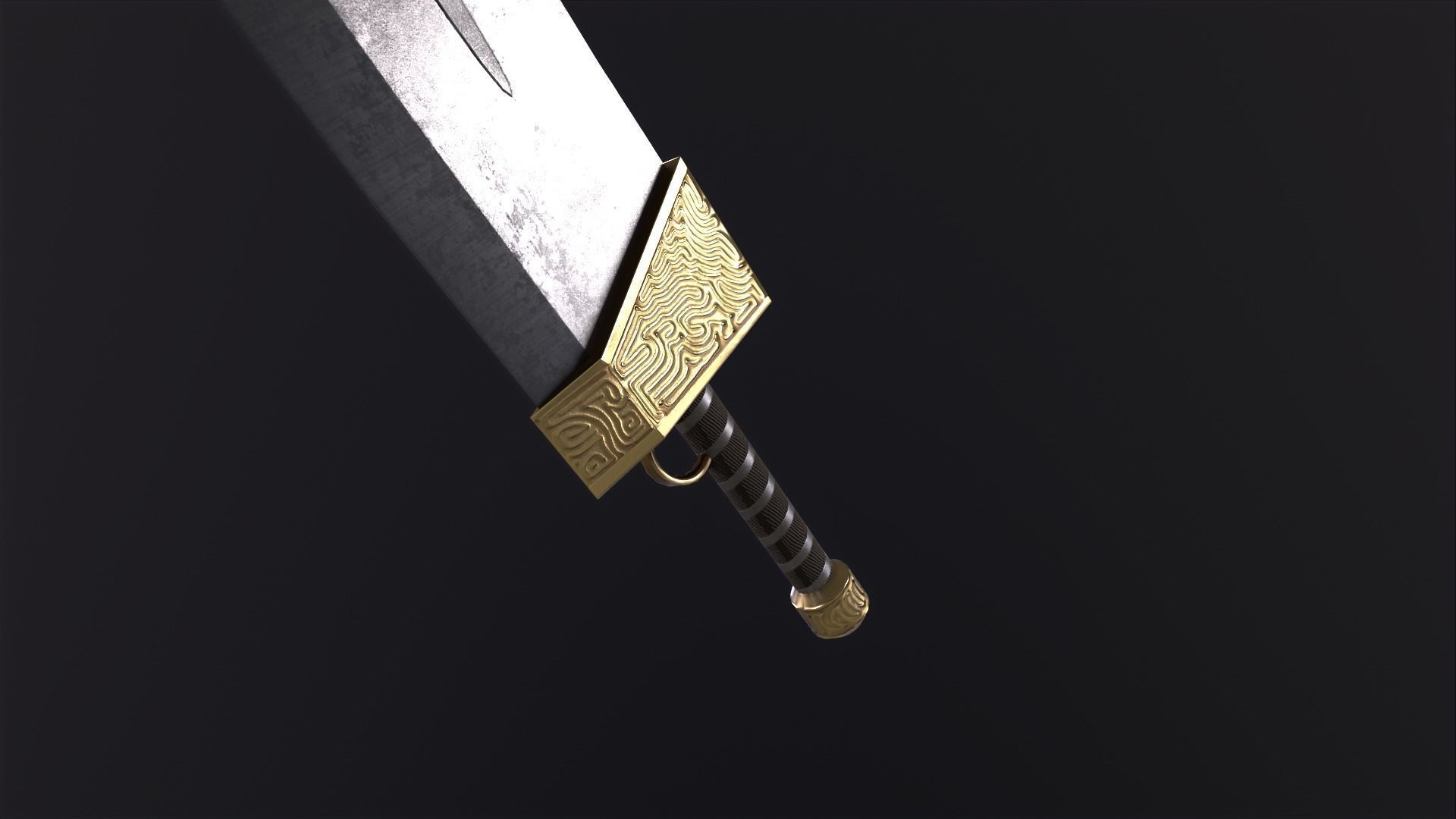 Fantasy Broadsword PBR Low-poly 3D model_18