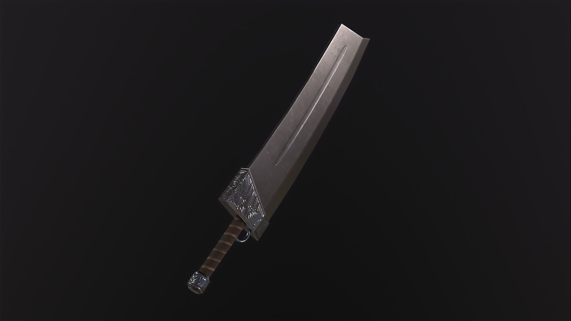 Fantasy Broadsword PBR Low-poly 3D model_4