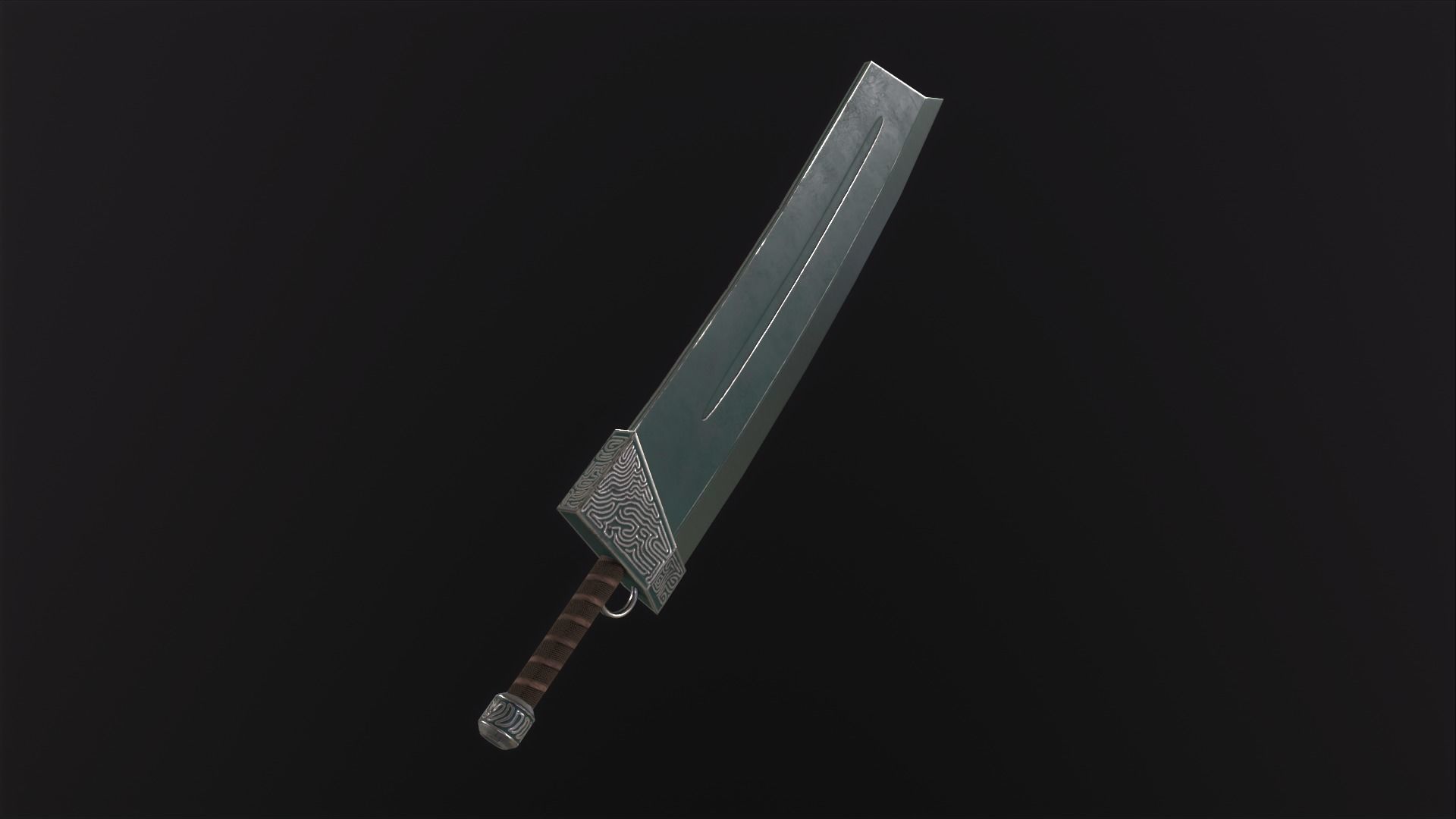 Fantasy Broadsword PBR Low-poly 3D model_5