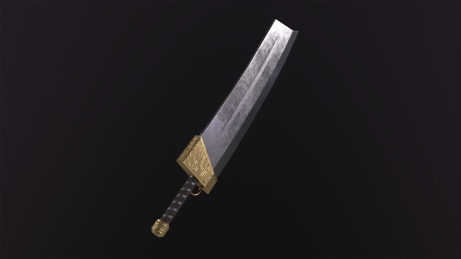 Fantasy Broadsword PBR Low-poly 3D model_6