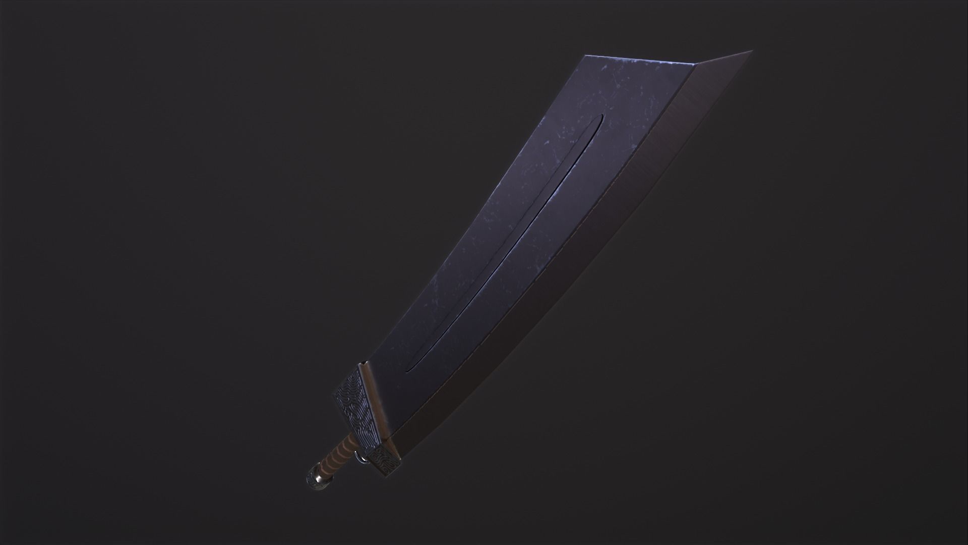 Fantasy Broadsword PBR Low-poly 3D model_7