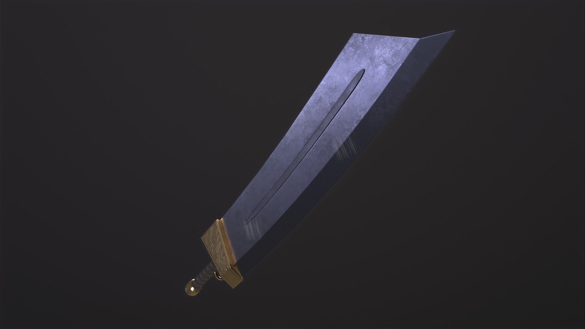 Fantasy Broadsword PBR Low-poly 3D model_9