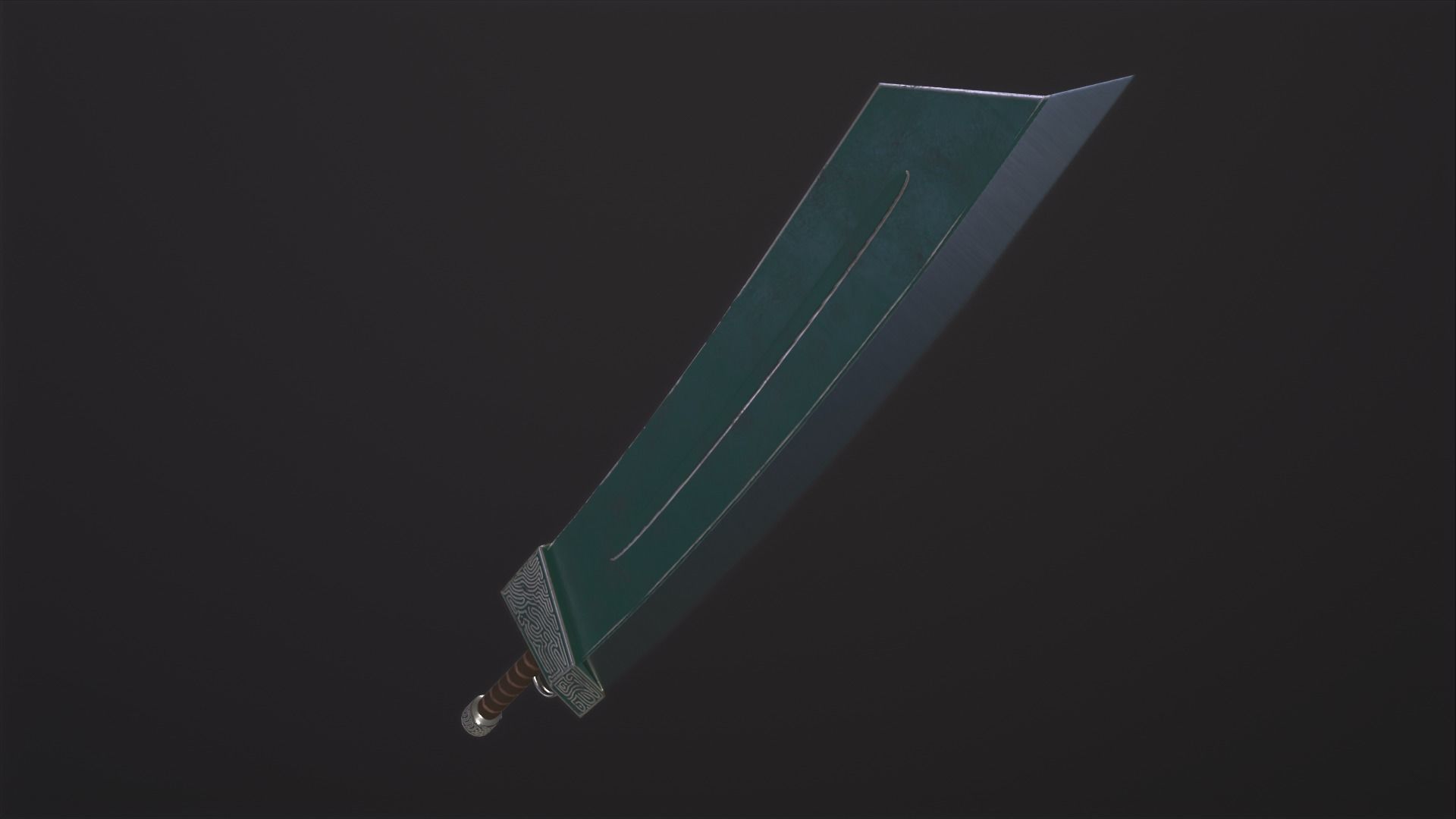 Fantasy Broadsword PBR Low-poly 3D model_8