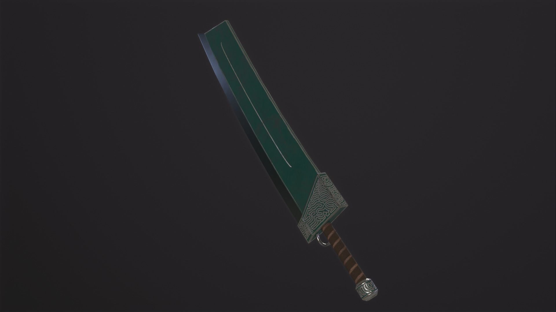 Fantasy Broadsword PBR Low-poly 3D model_2