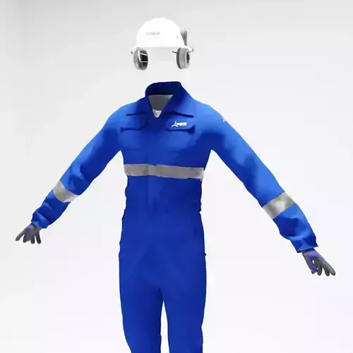 Oil and Gas worker uniform with safety equipments 3D model