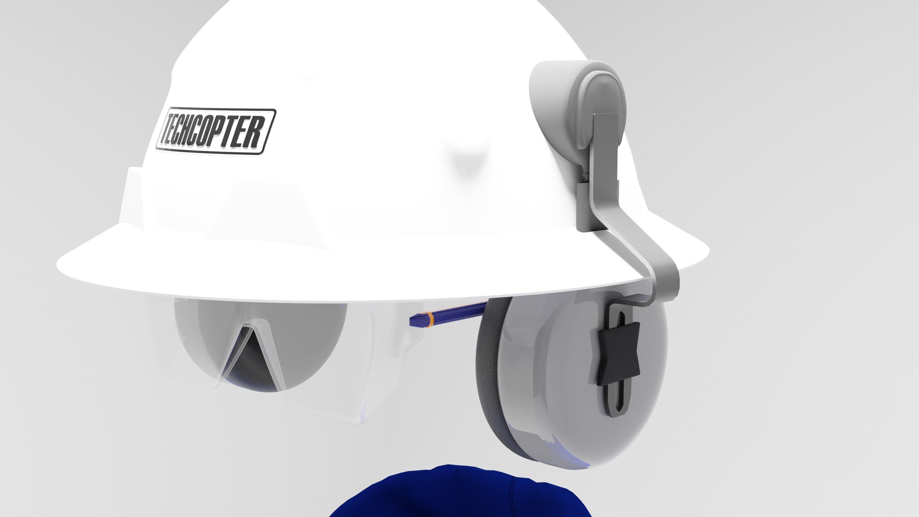 Oil and Gas worker uniform with safety equipments 3D model_3