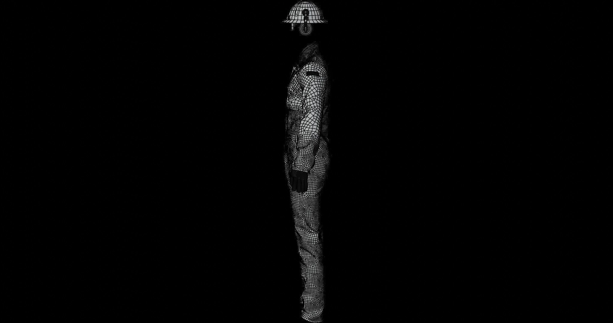 Oil and Gas worker uniform with safety equipments 3D model_11