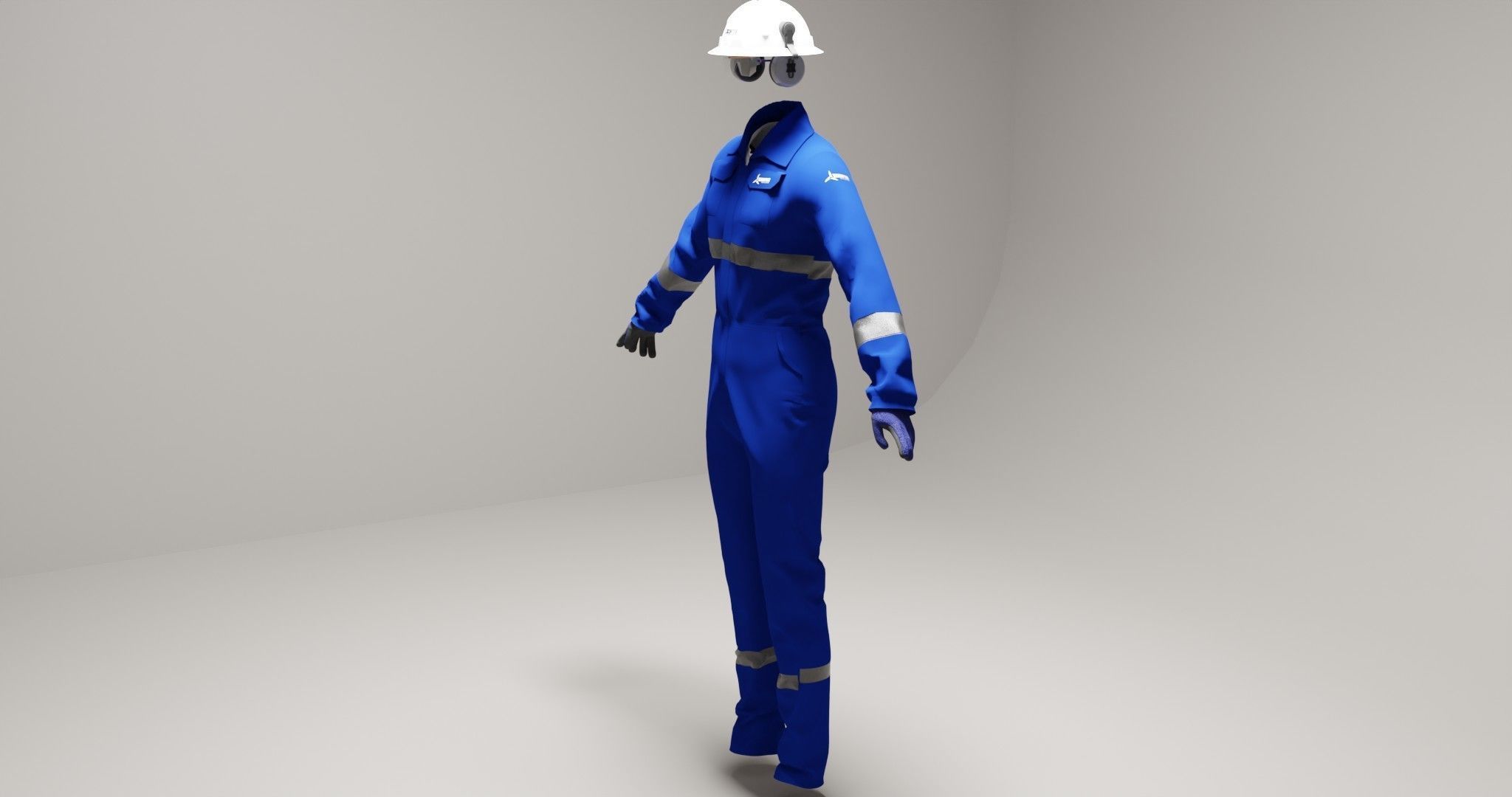 Oil and Gas worker uniform with safety equipments 3D model_4