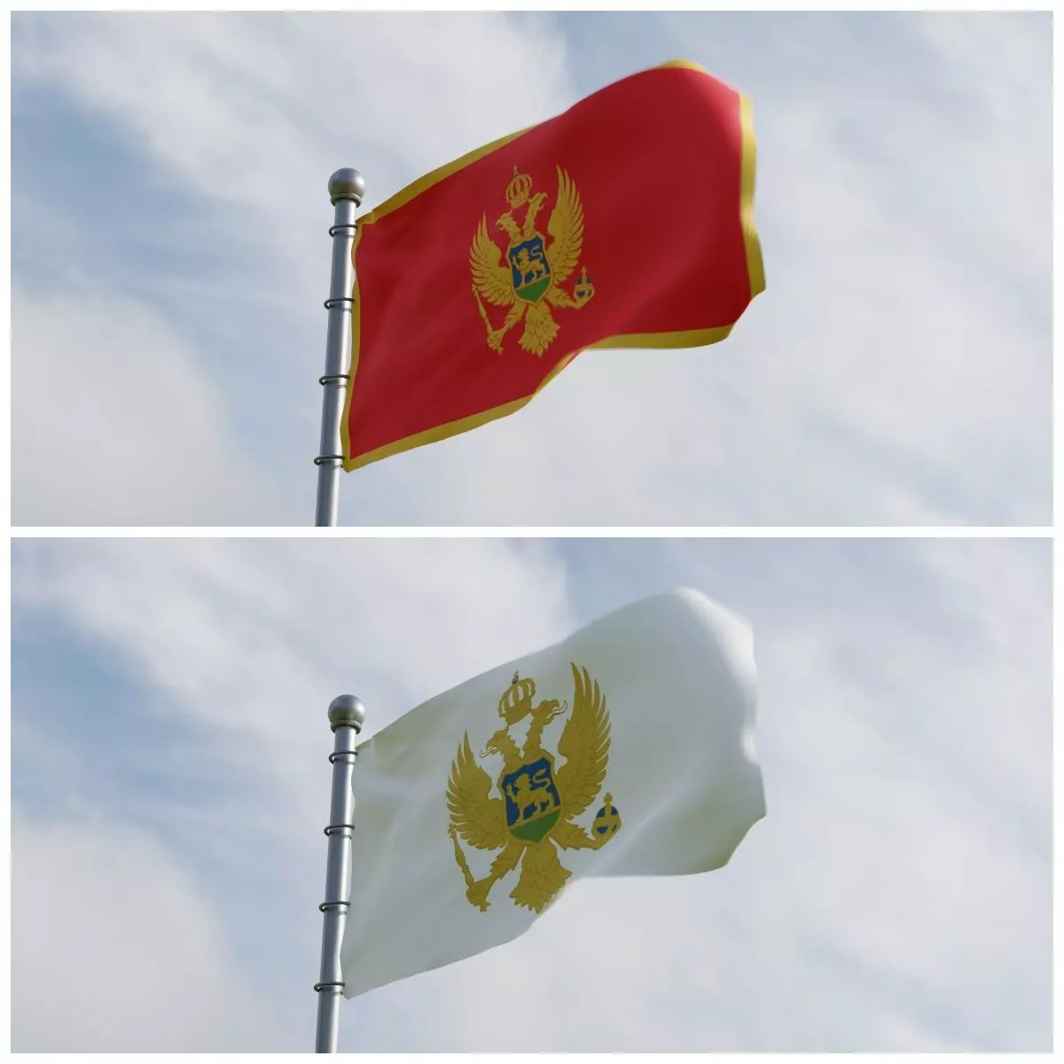 Animated Montenegro Flags 3D model_0