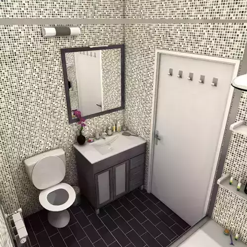Bathroom with tiled walls