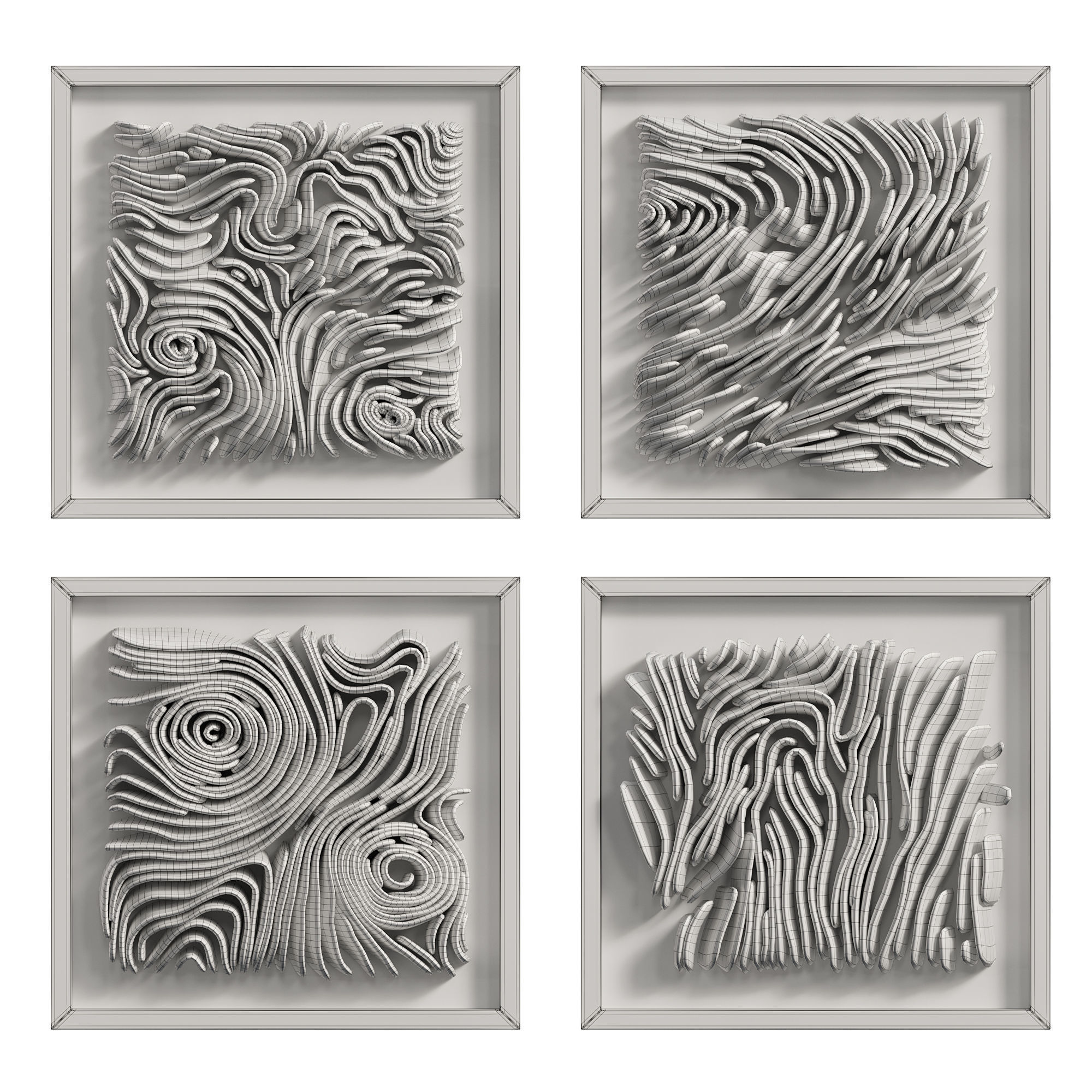 Coral Reef Waves Wall Decoration 3D model_1