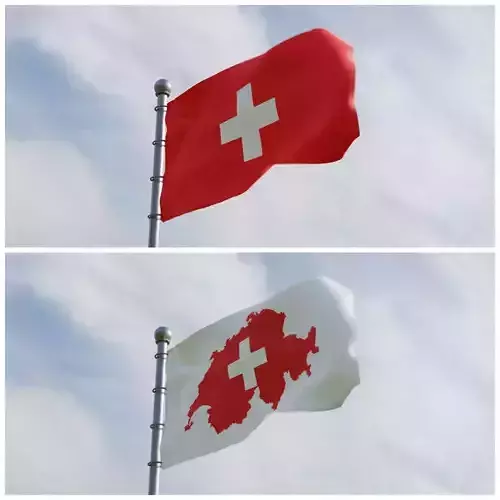 Animated Switzerland Flags  3D model