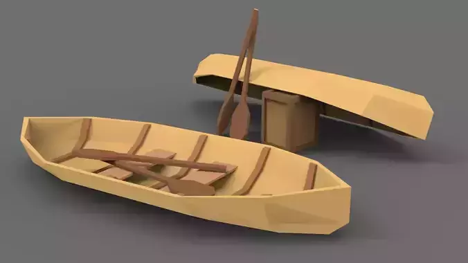 Low Poly Stylized Boat Lowpoly 3D model