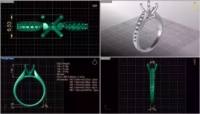 Solitaire diamond ring  STL-3DM-12 renders-on hand-3x360 video