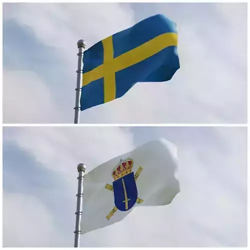 Animated Sweden Flags 3D model