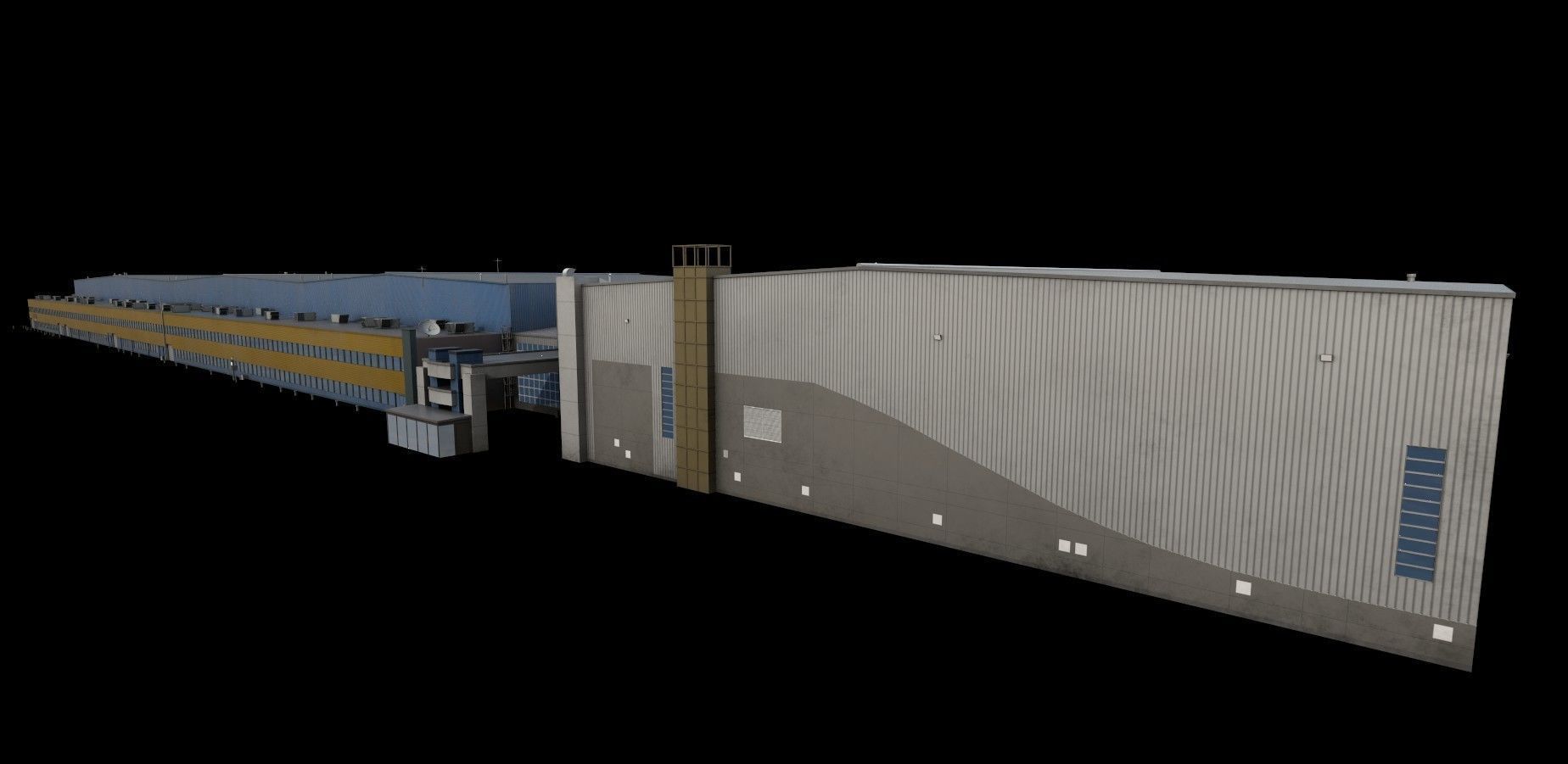 3D Building Low Poly warehouse Low-poly 3D model_2