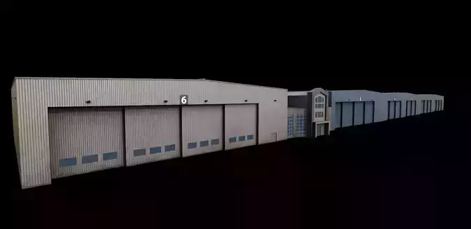 3D Building Low Poly warehouse