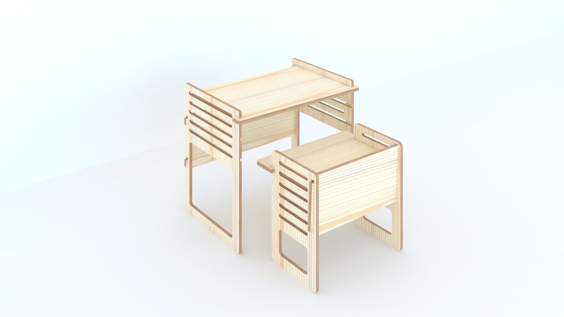 Children Adjustable Table 3D model_2