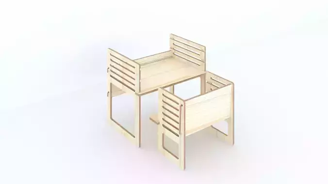 Children Adjustable Table 3D model