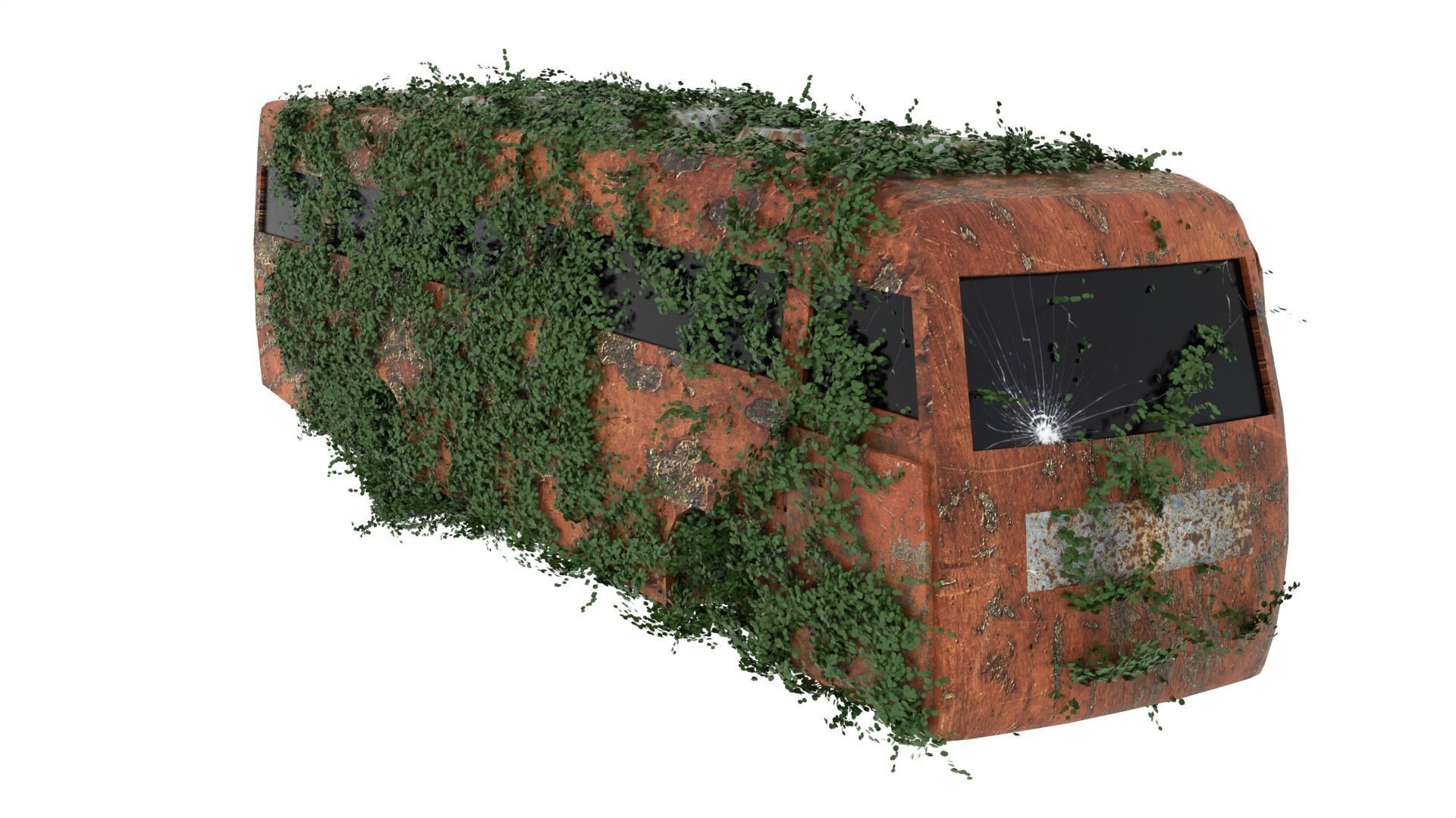 Damaged Rusted Bus 3D model_1