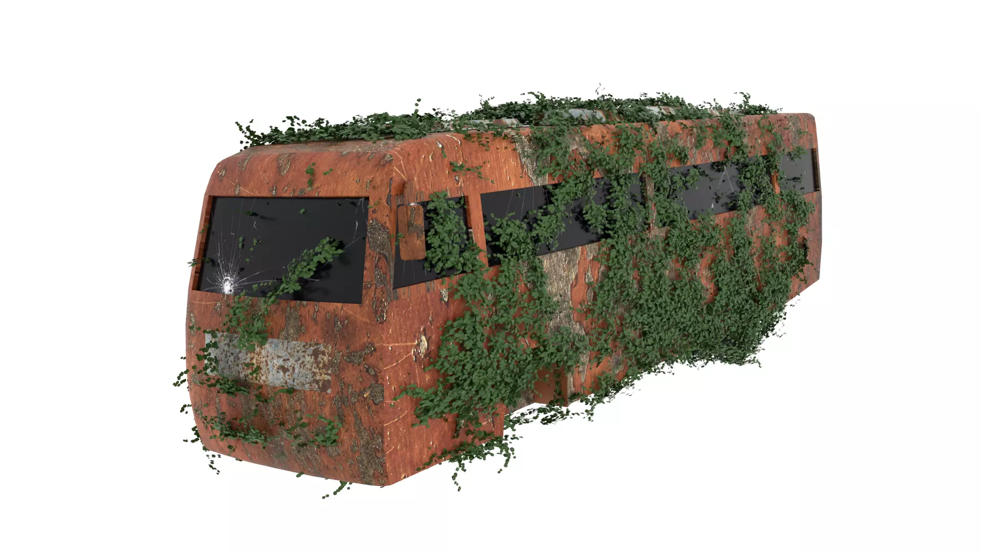 Damaged Rusted Bus 3D model_0