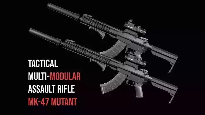 Tactical Modular assault rifle Mk47 mutant ar-15 modul Low-poly 3D model