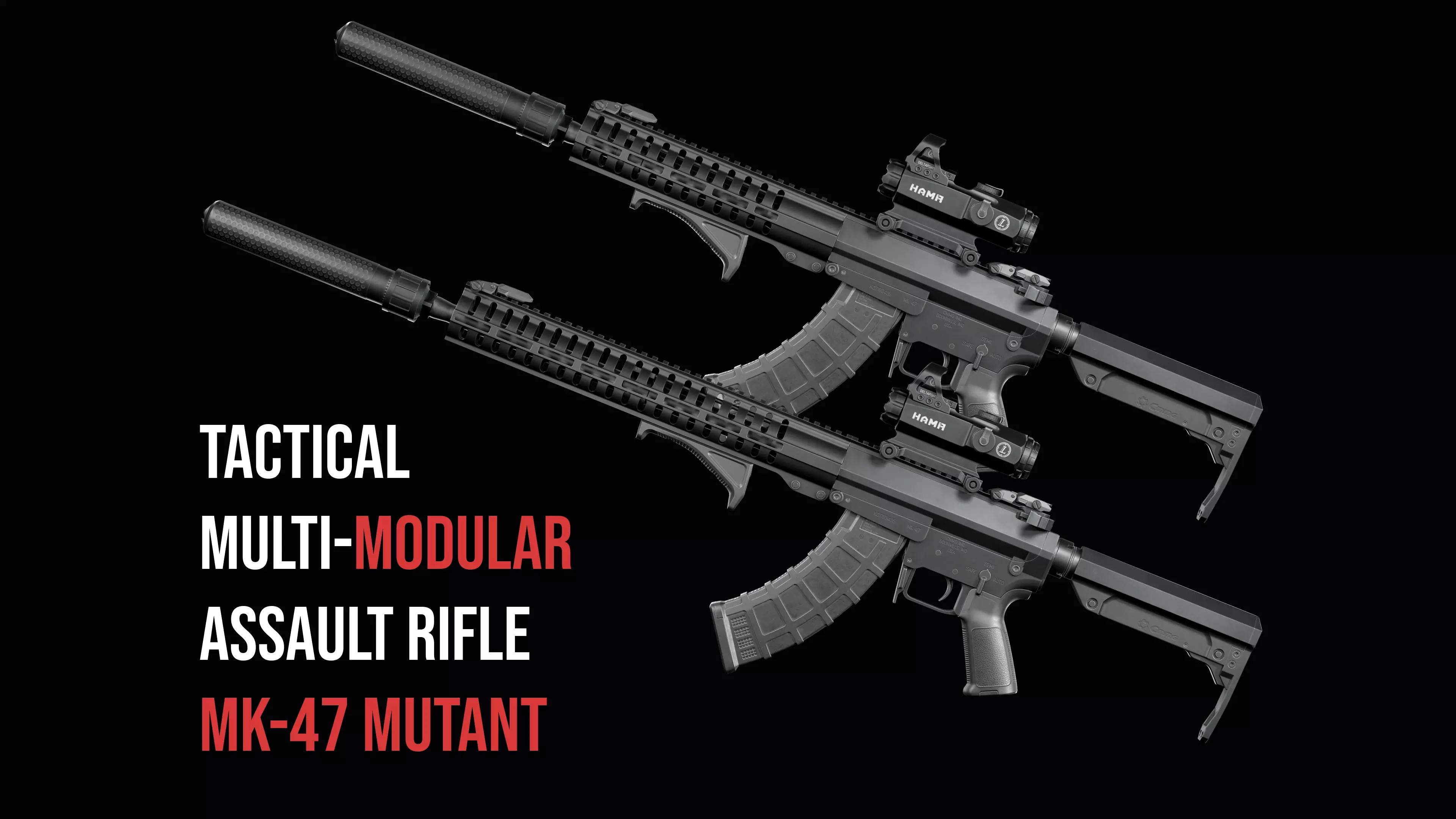 Tactical Modular assault rifle Mk47 mutant ar-15 modul Low-poly 3D model_0