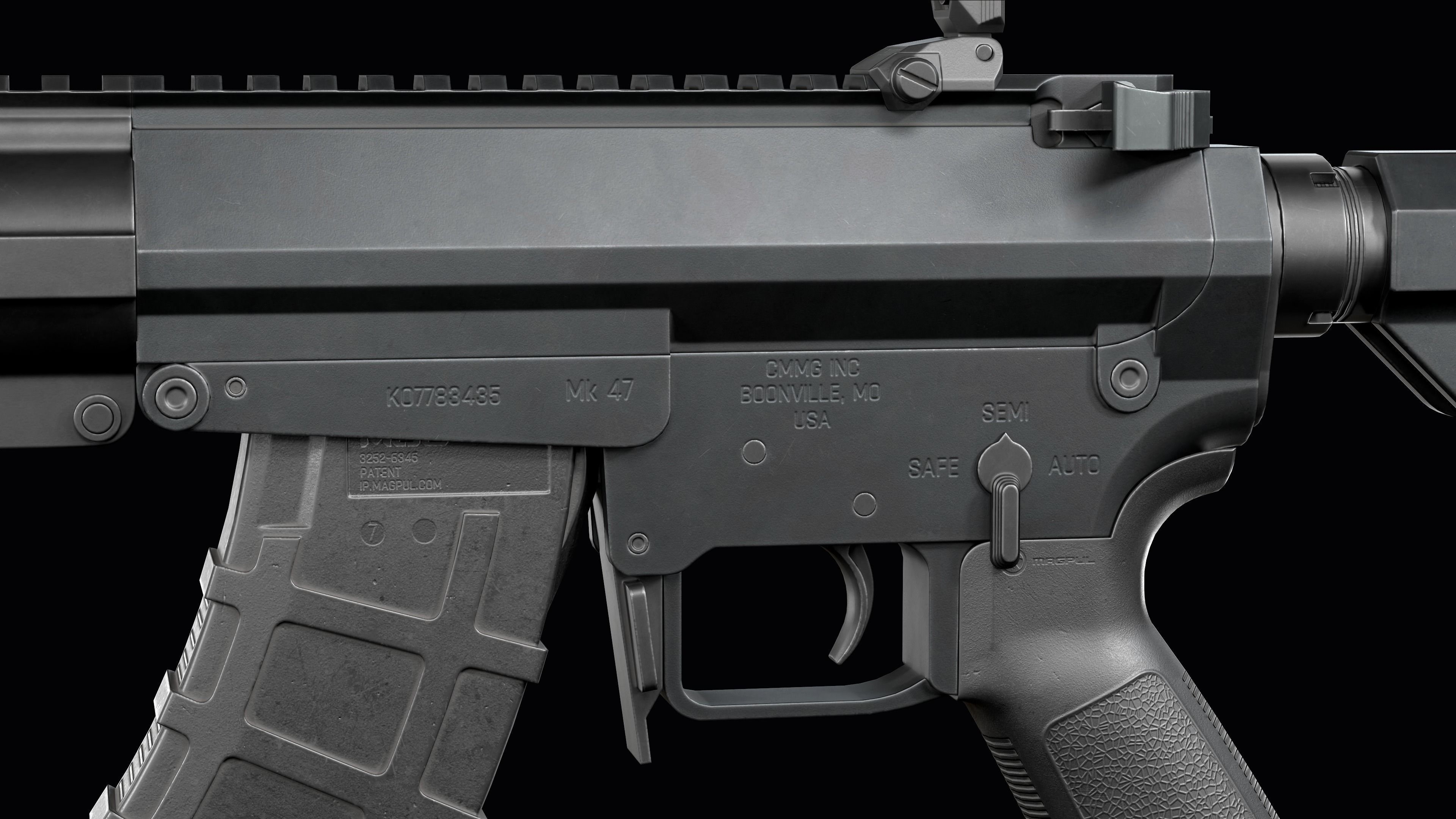 Tactical Modular assault rifle Mk47 mutant ar-15 modul Low-poly 3D model_13