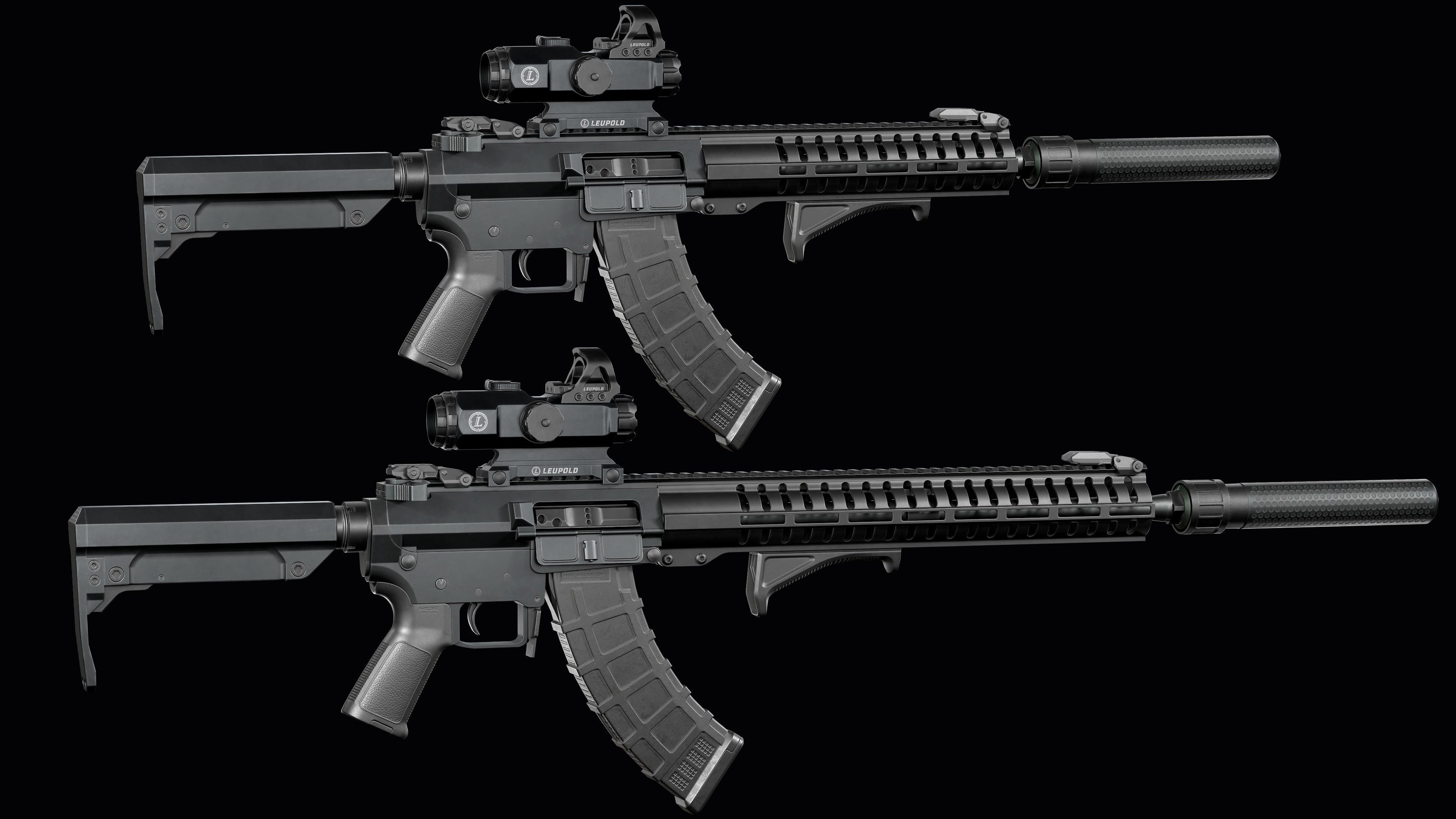 Tactical Modular assault rifle Mk47 mutant ar-15 modul Low-poly 3D model_9