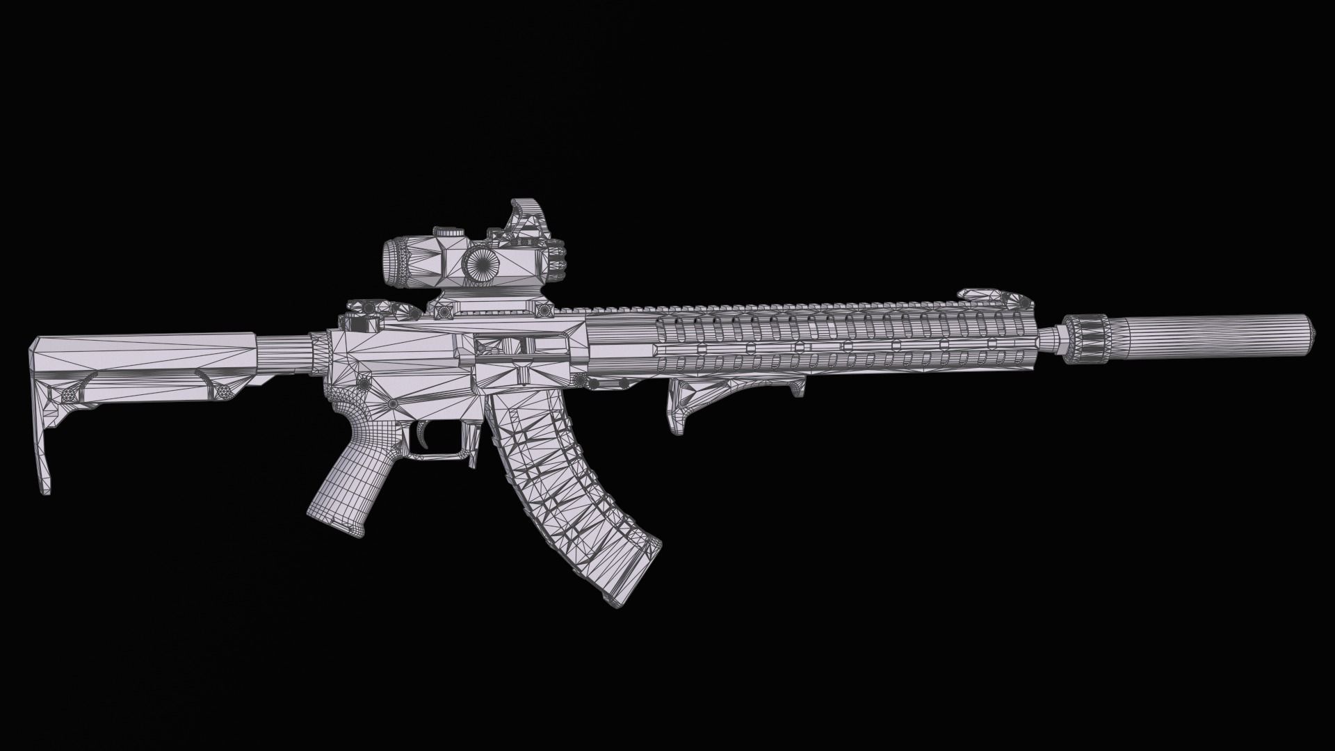 Tactical Modular assault rifle Mk47 mutant ar-15 modul Low-poly 3D model_39