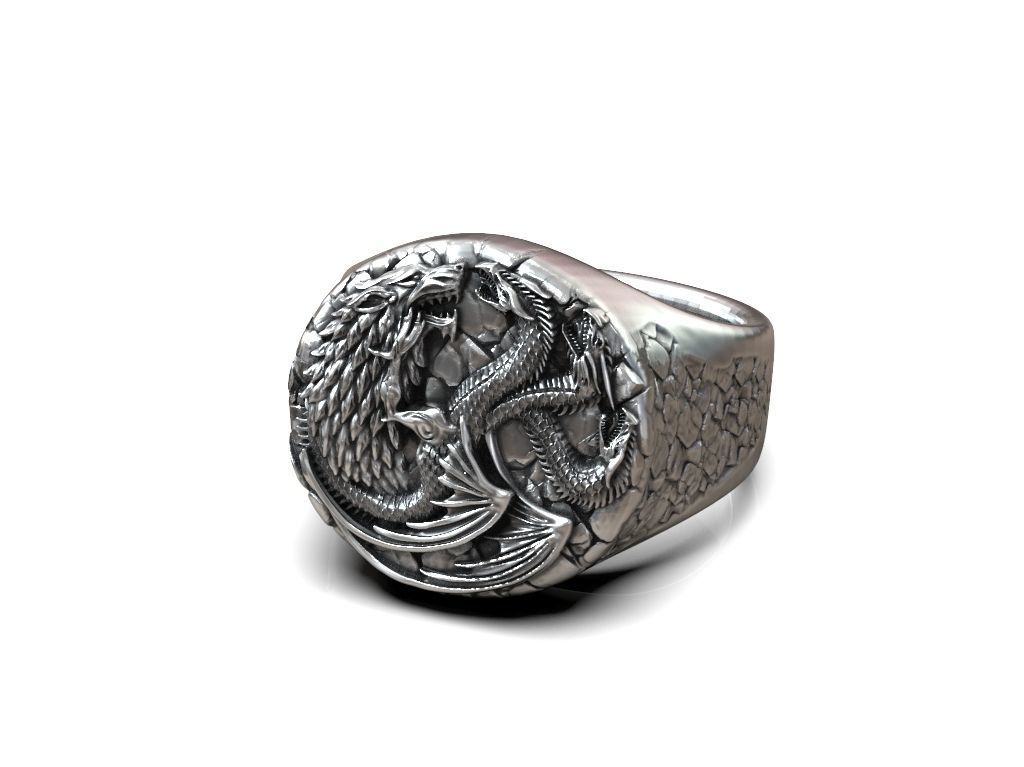 Ring Stark Targaryen wolf dragon GOT 3D print model_4