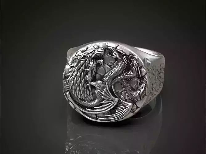 Ring Stark Targaryen wolf dragon GOT 3D print model