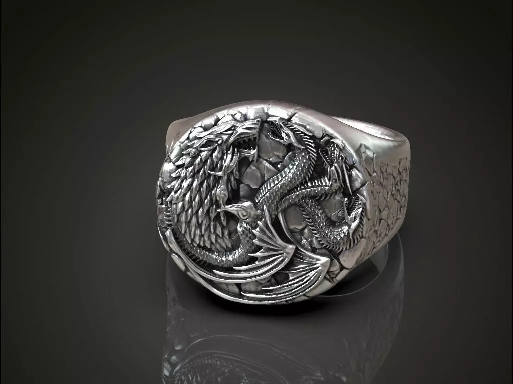 Ring Stark Targaryen wolf dragon GOT 3D print model_0