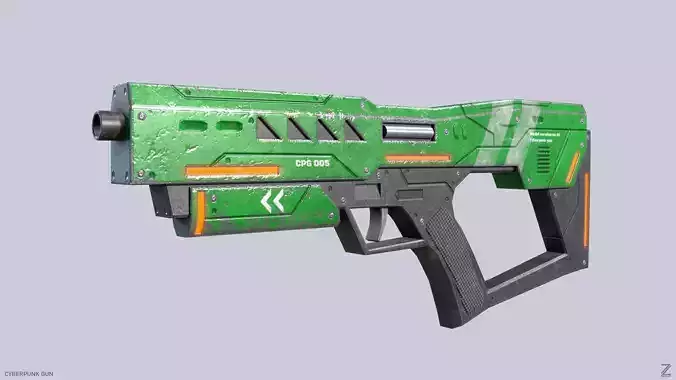 Cyberpunk gun Low-poly 3D model