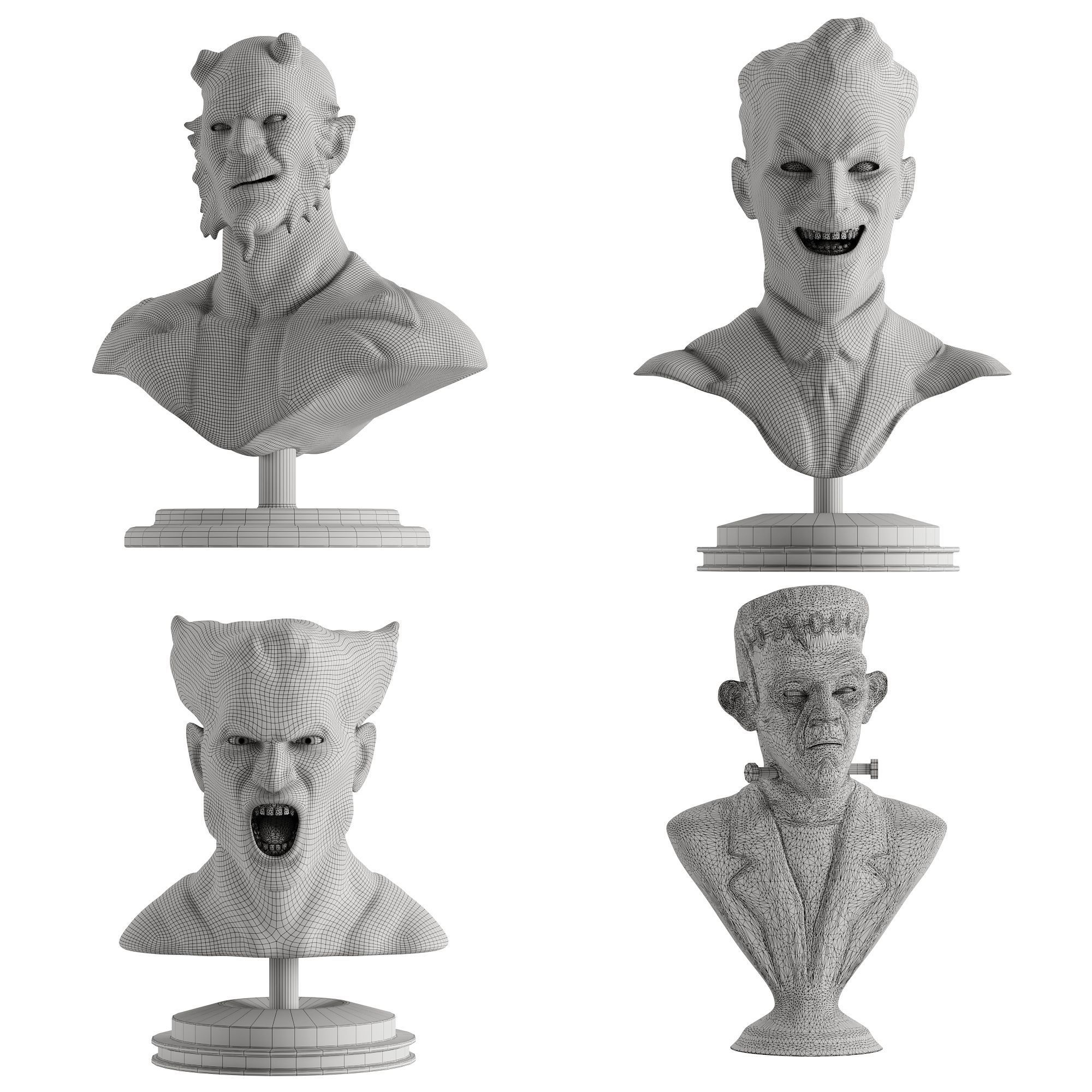 Human Sculptures 14 Comic Characters Low-poly 3D model_6