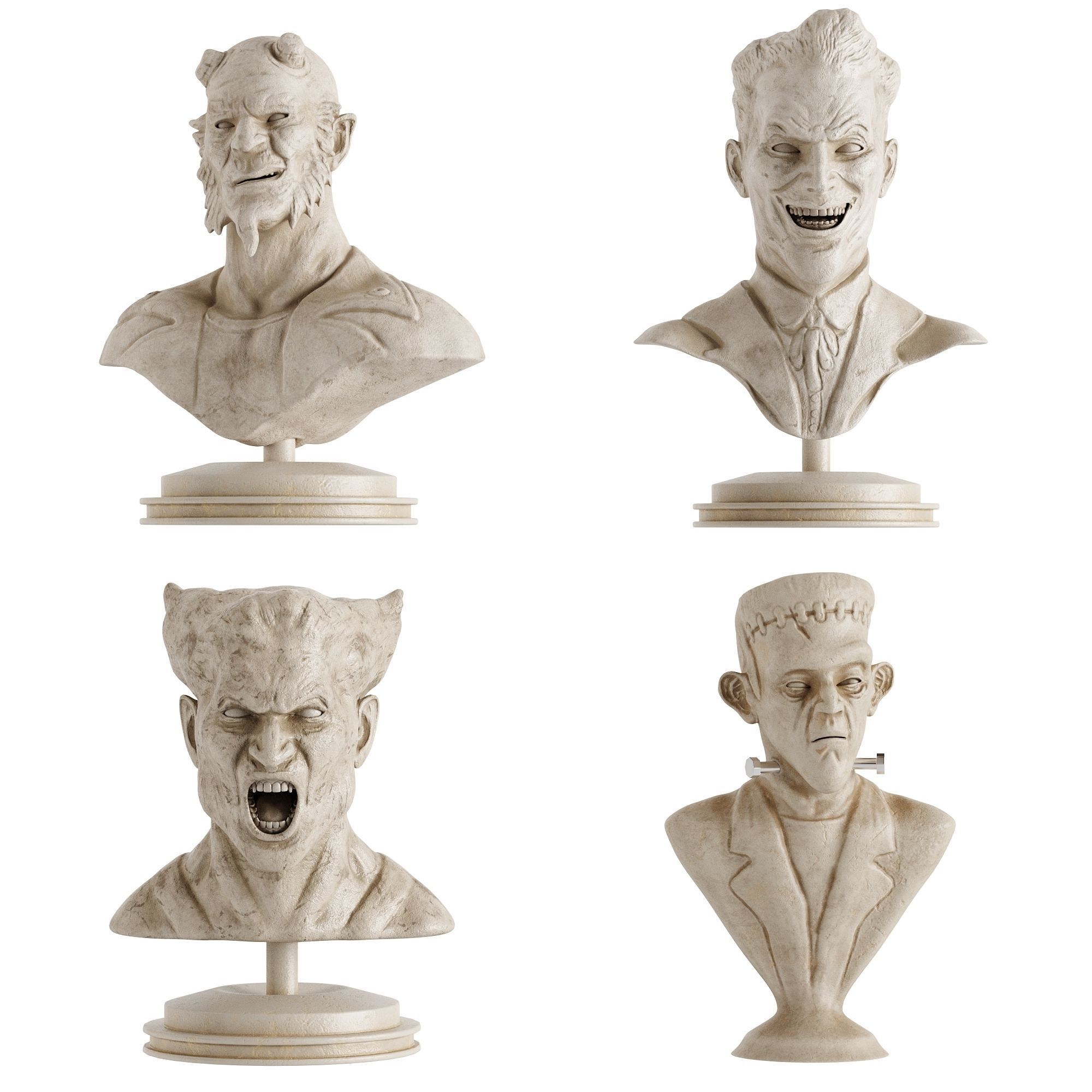 Human Sculptures 14 Comic Characters Low-poly 3D model_7