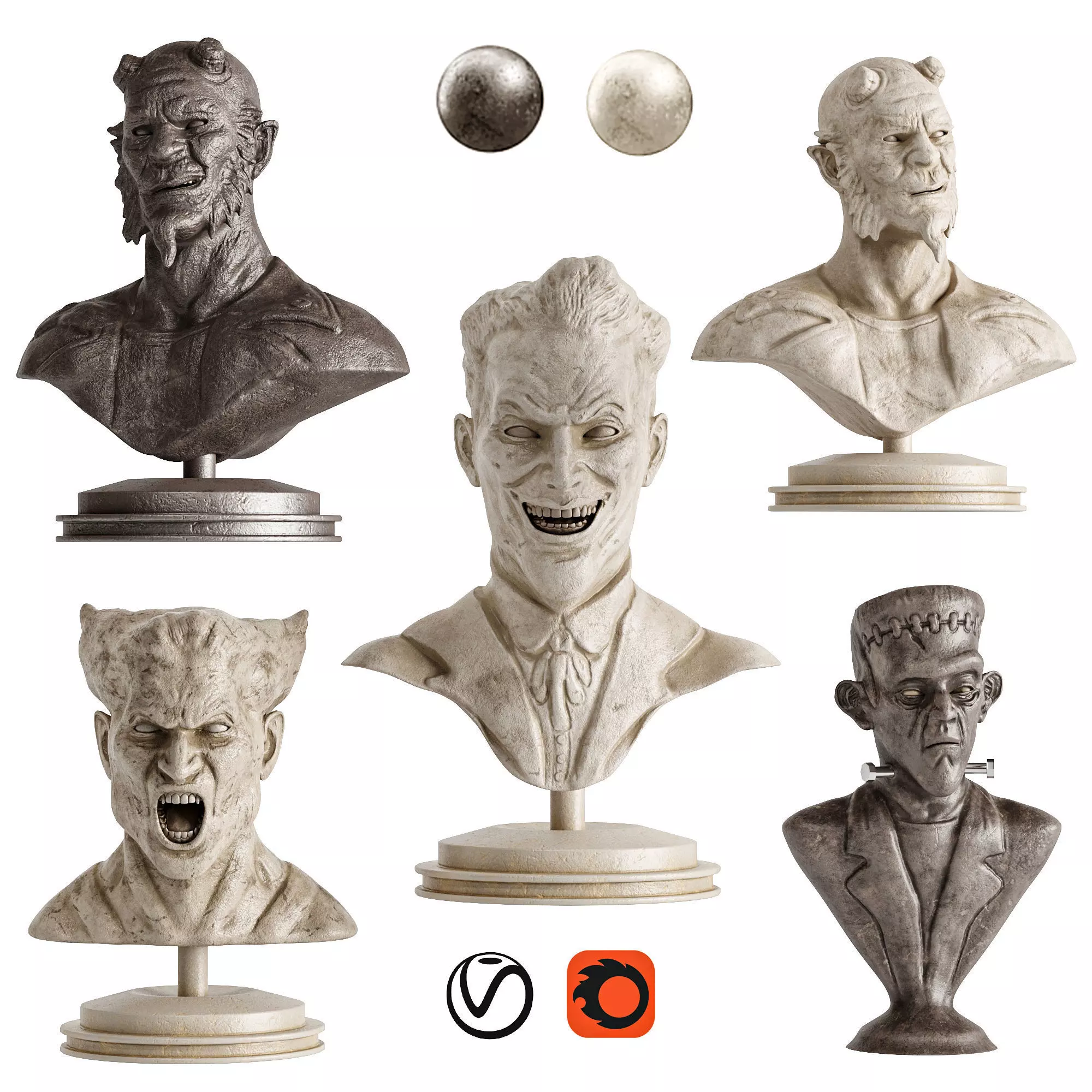 Human Sculptures 14 Comic Characters Low-poly 3D model_0