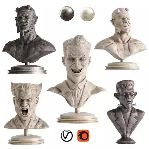 Human Sculptures 14 Comic Characters Low-poly 3D model