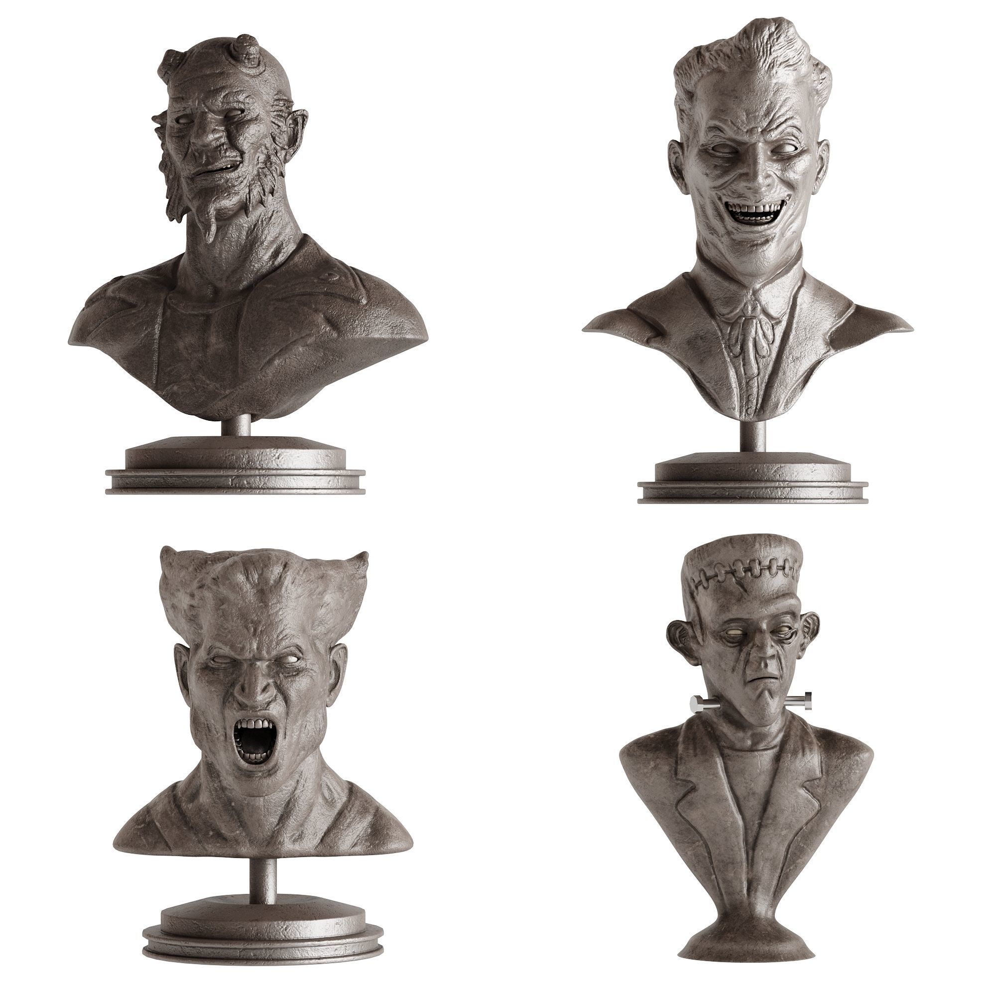 Human Sculptures 14 Comic Characters Low-poly 3D model_8