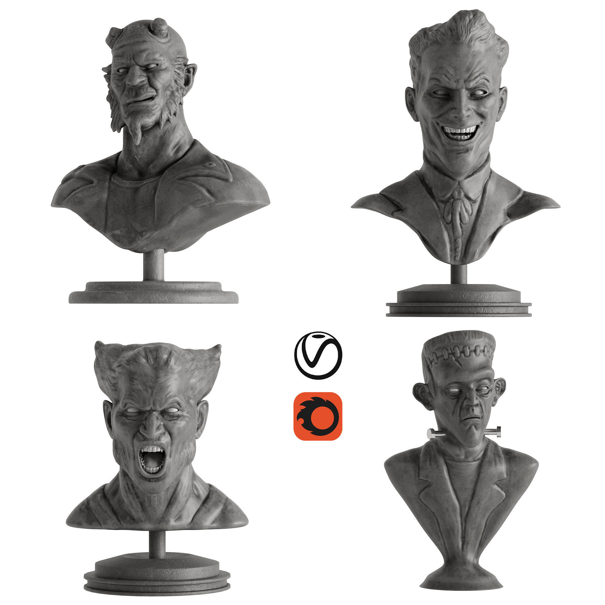 Human Sculptures 14 Comic Characters Low-poly 3D model_1