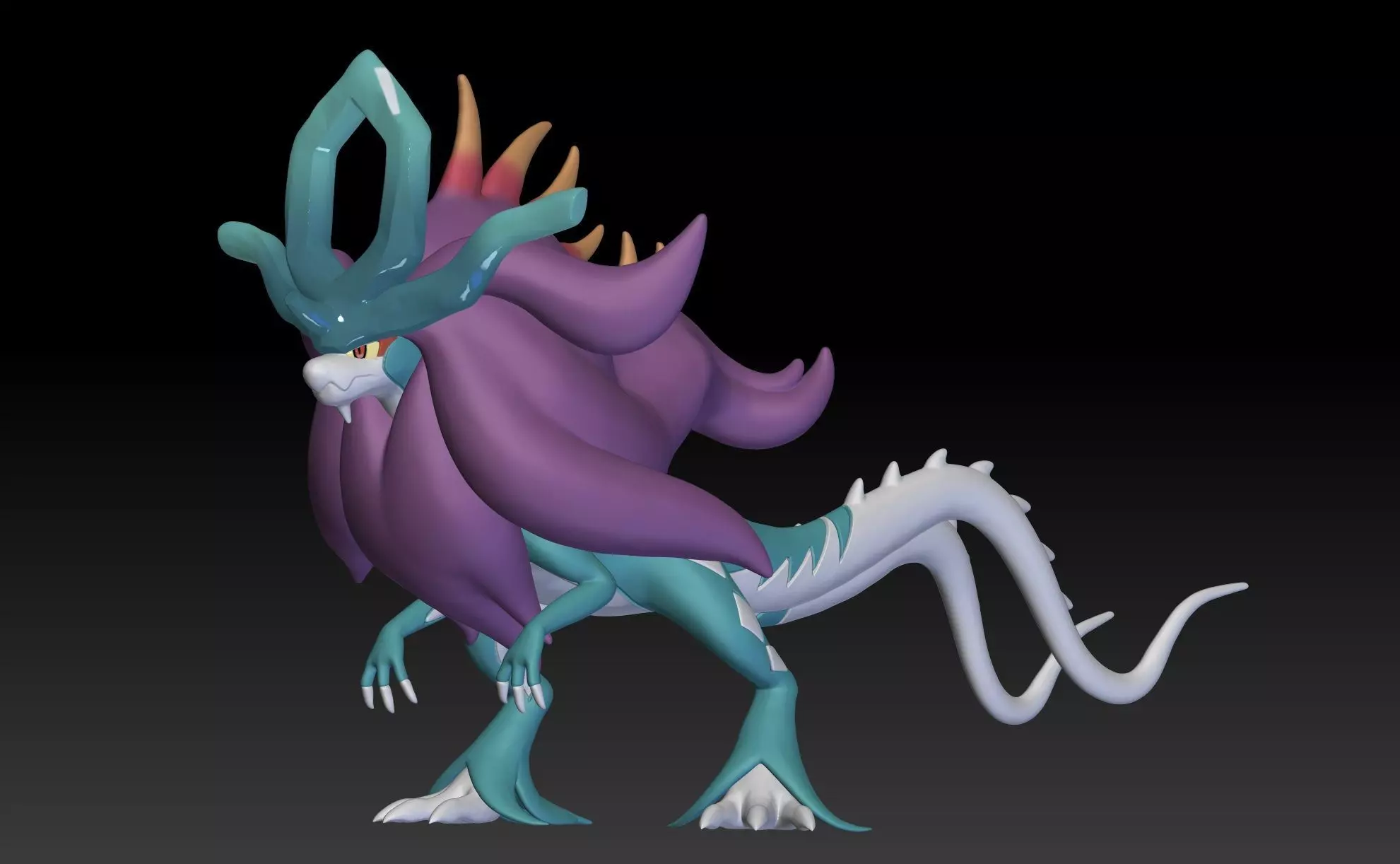 Pokemon Paradox Ancient Suicune Walking Wake 3D print model_0