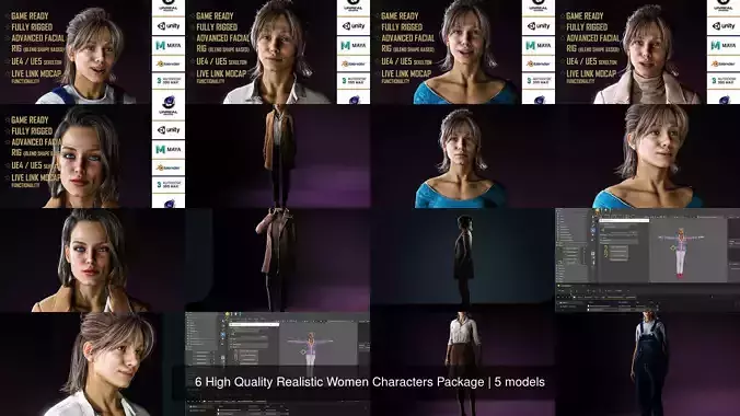 6 High Quality Realistic Women Characters Package