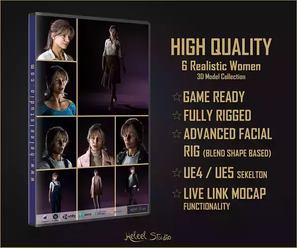 6 High Quality Realistic Women Characters Package 3D Model Collection