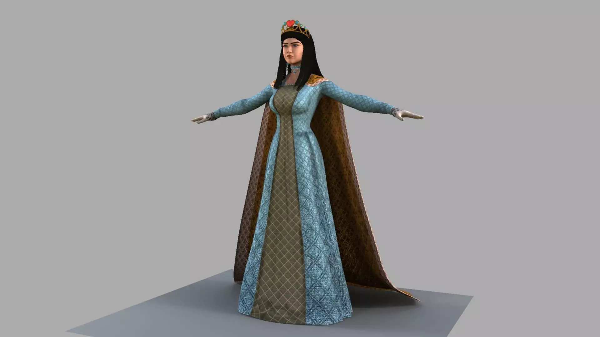 Queen woman in dress 3D model