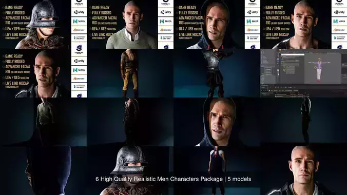 6 High Quality Realistic Men Characters Package