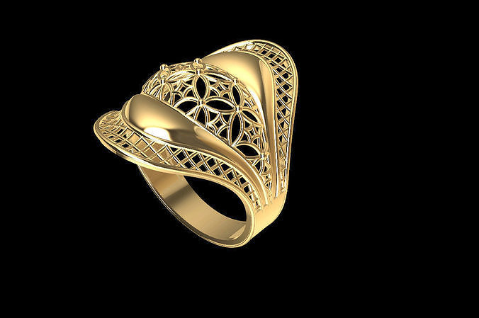 RI0011 gold filigree ring 3D model 3D printable | CGTrader