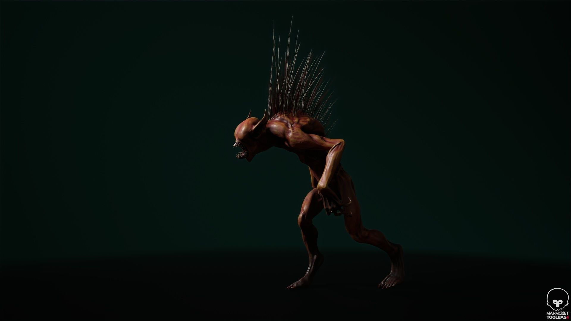 Chupacabra demon with spikes Low-poly 3D model_14