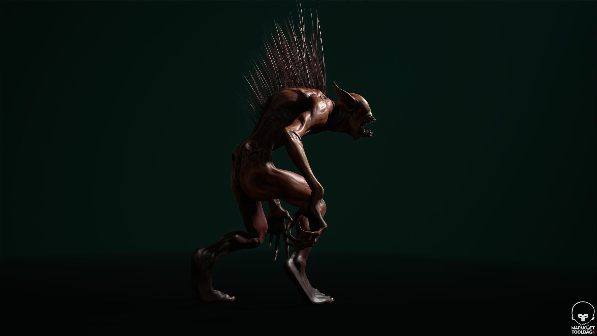 Chupacabra demon with spikes Low-poly 3D model_12