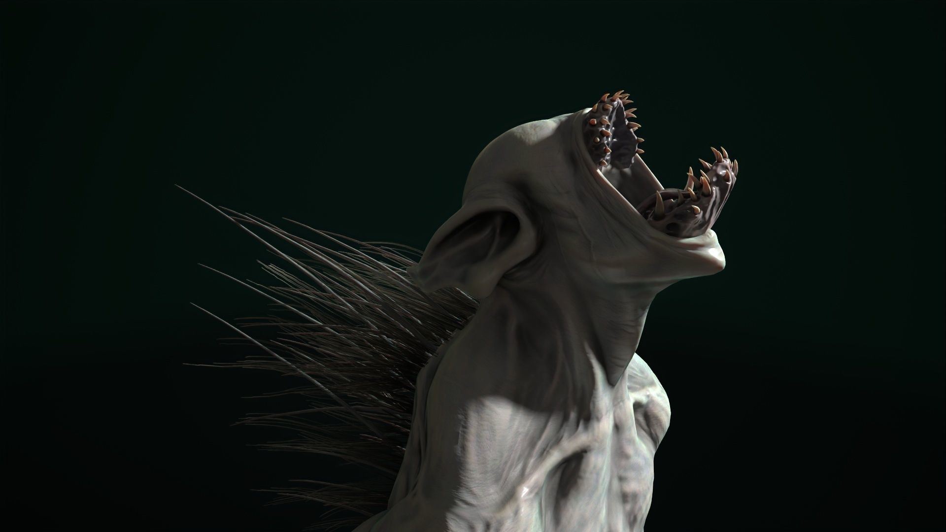 Chupacabra demon with spikes Low-poly 3D model_11